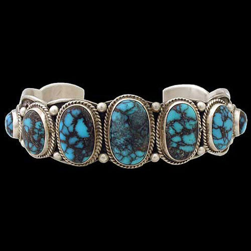 Navajo 7 High Grade Natural Chinese Turquoise Bracelet - Benjamin Piasso (#04)