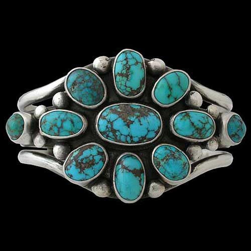 Navajo Multi Stone Persian Turquoise Bracelet - Verdy Jake (#019)