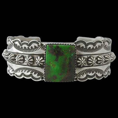 Navajo Sterling Silver & Stenech Turquoise Bracelet - Toby Henderson (#035)