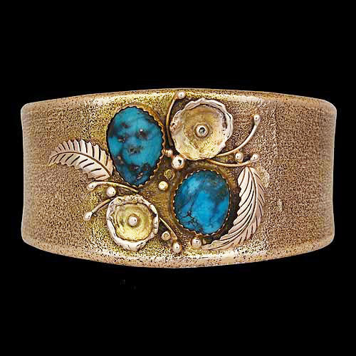 Southwestern 14K Gold & Bisbee Turquoise Bracelet - Don Dale (#04)