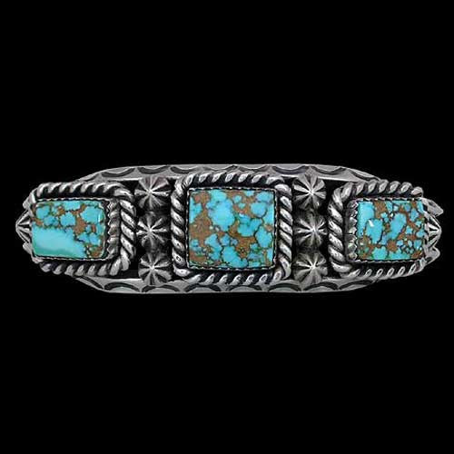 Three Stone Paiute Turquoise Bracelet - Toby Henderson (#063)