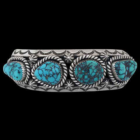 Navajo 4 Stone Turquoise Bracelet - Toby Henderson (#062)