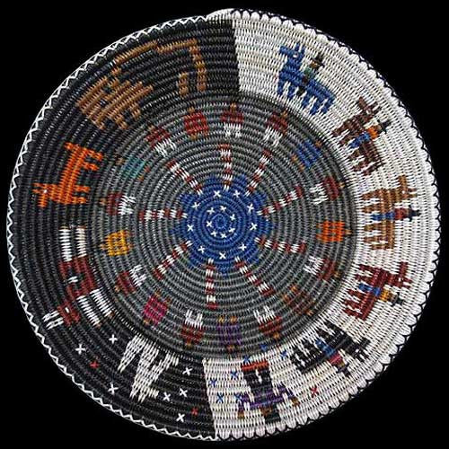 Navajo Patriotic Symbolism Pictorial Basket - Peggy Black (#299)