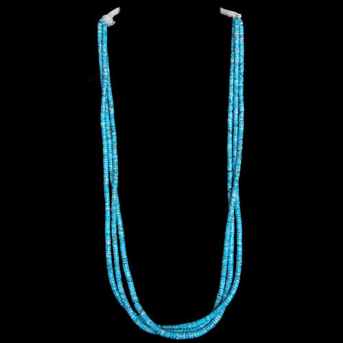 Santo Domingo Lone Mountain Turquoise 3 Strand Necklace - Ray Lovato (#110)