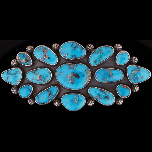 Navajo Sterling Duvell Kingman Turquoise Pendant/Brooch - Vivian Barbone (#01)