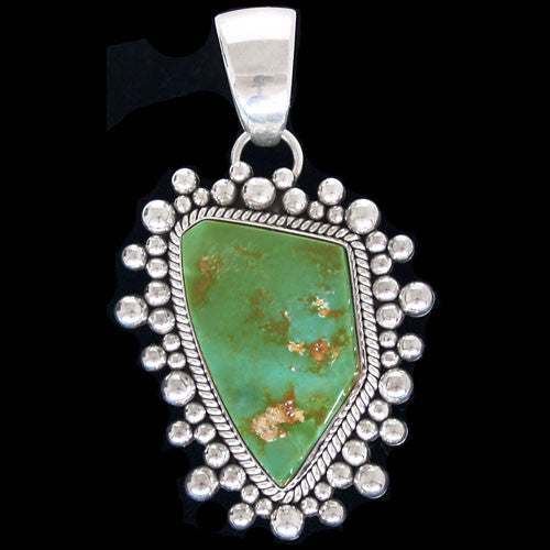 Navajo Sterling Silver & Royston Turquoise Pendant - Artie Yellowhorse (#02)
