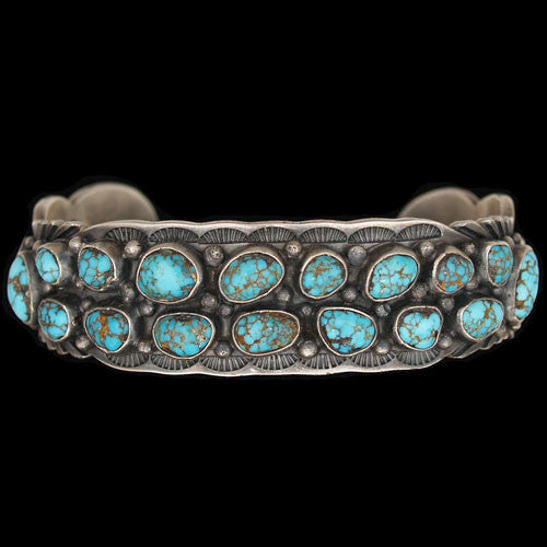 Navajo 1970's Burnham Turquoise 17 Stone Bracelet - Victor Begay (#32)