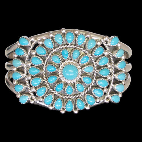 Navajo Sleeping Beauty Turquoise Cluster Bracelet - Eugene Livingston (#139)