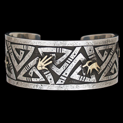 Hopi Sterling Silver and 14k Gold Eternity Symbol Bracelet - Kee Yazzie (#56)