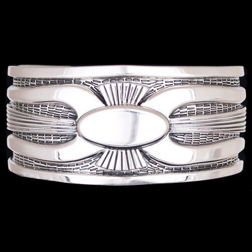 Navajo Sterling Silver Ketoh "Bow Guard" Design Bracelet - Allison Lee (#176)