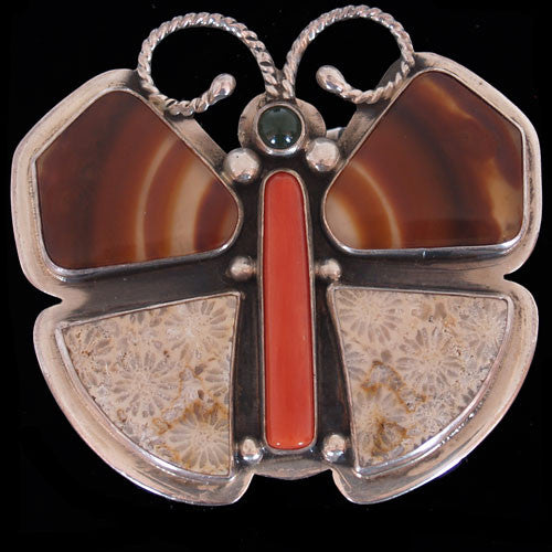 Navajo Butterfly w/ Brazilian Agete and Fossilized Coral Buckle - Benjamin Piasso (#01)