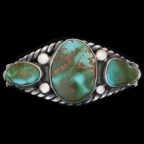 Navajo Royston Turquoise Sterling Silver Bracelet - Victor Begay (#33)