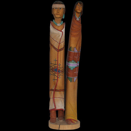 Navajo Couples Cottonwood Root Carving - Harry Bert (#01)