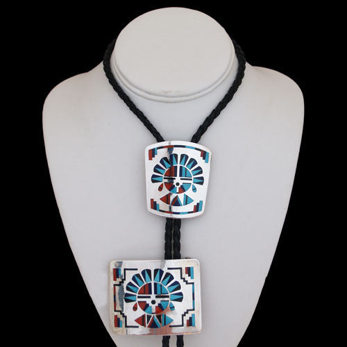 Zuni Sterling Silver Inlayed Bolo and Buckle Set - Peter & Phansy Natachu (#01)