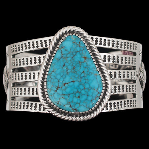 Navajo Natural Gem Grade Morenci Water-web Turquoise Bracelet - Allison Lee (#185)