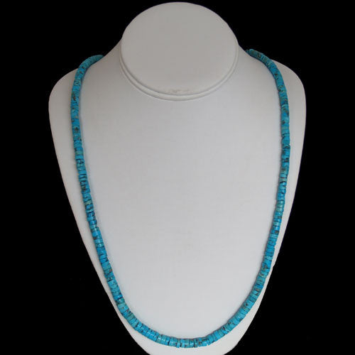 Santo Domingo Handmade Natural Gem Grade Sleeping Beauty Turquoise Bead Necklace - Ray Lovato (#138)