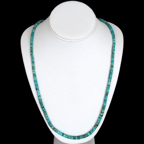 Santo Domingo Handmade Natural Gem Grade Blue Gem Turquoise Bead Necklace - Ray Lovato (#139)