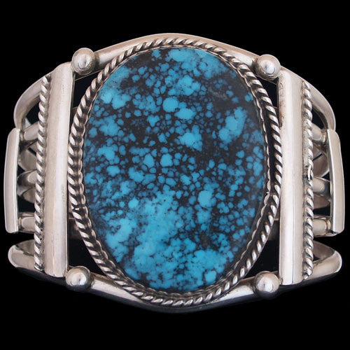 Navajo Large Tibet Turquoise Stone Bracelet (#54)