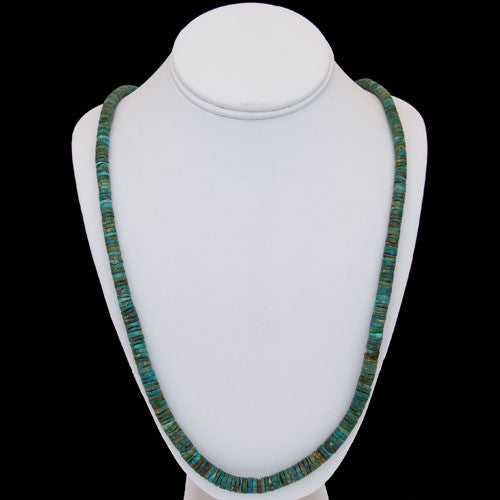 Santo Domingo Handmade Natural Gem Grade Stone Mountain Turquoise Bead Necklace - Ray Lovato (#143)