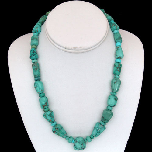 Anlgo High Grade Natural Nugget Cut Carico Lake Turquoise Necklace - Bruce Eckhardt (#21)