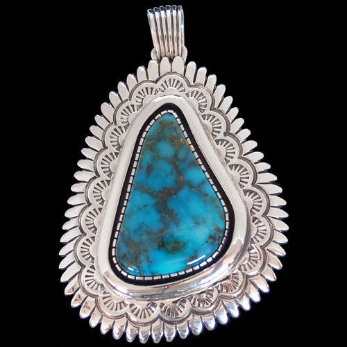 Navajo Natural Blue Gem 38cts Turquoise Pendant - Allison Lee (#194)
