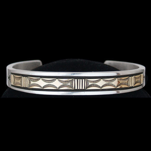 Navajo Sterling Silver and 14k Gold Bracelet - Bruce Morgan (#04)