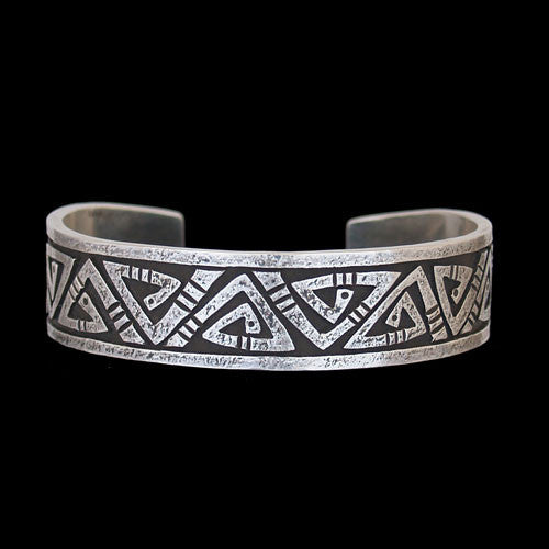 Hopi/Navajo Sterling Silver Petroglyph Design Bracelet - Kee Yazzie Jr. (#61)