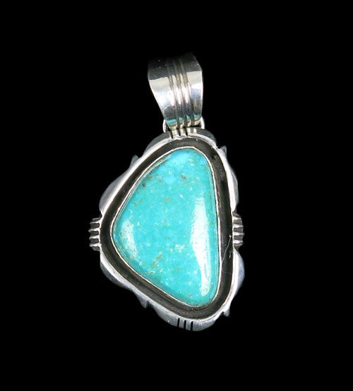 Kingman Turquoise and Sterling Silver Pendant by Will Denetdale (#280)